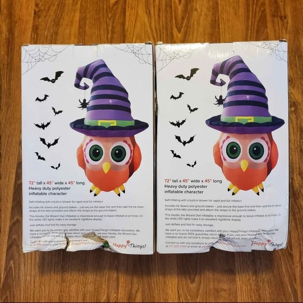 Halloween Inflatable Hootie‎ The Wizard Owl Outdoor 6 Ft Tall W/Box Happy Things - Picture 5 of 7